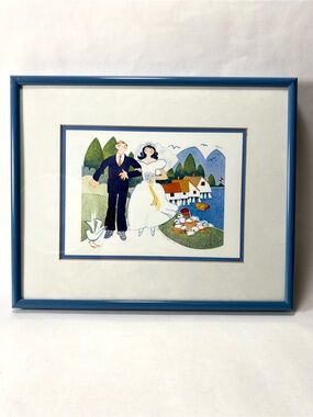 11 1/2” x 9 1/4” Rie Muñoz '90 "Tenakee Wedding" Framed Matted Print